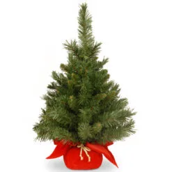Christmas Central 2' Green Majestic Fir Artificial Christmas Tree In Red Cloth Bag - Unlit