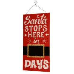 Christmas Central "Santa Stops Here" Countdown Rectangular Christmas Wall Art Decoration