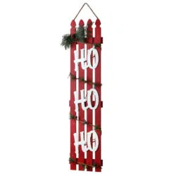Christmas Central 46.75" Picket Fence "HO HO HO" Christmas Wall Sign Decoration
