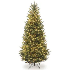 Christmas Central 7’ Pre-Lit Slim Natural Fraser Fir Artificial Christmas Tree, Multicolor Lights