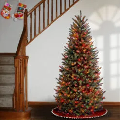 Christmas Central 7’ Pre-Lit Slim Natural Fraser Artificial Christmas Tree, Multicolor Lights -Christmas Central Sales Store dnat naffslh1 70rlo 3 87731.1631812640