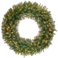 Christmas Central 48" Pre-lit Norwood Fir Artificial Christmas Wreath, Warm White LED Lights