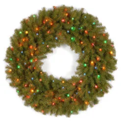 Christmas Central Pre-Lit Norwood Fir Artificial Christmas Wreath - 36-Inch, Multi-color Lights