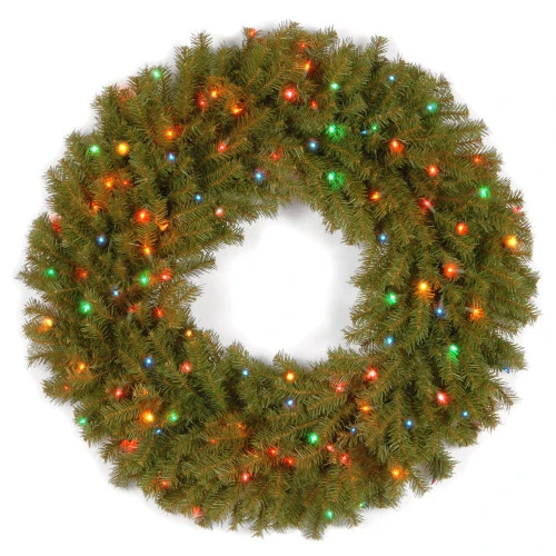Christmas Central Pre-Lit Norwood Fir Artificial Christmas Wreath - 36-Inch, Multi-color Lights 1 Christmas Central Pre-Lit Norwood Fir Artificial Christmas Wreath - 36-Inch, Multi-color Lights