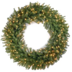 Christmas Central Pre-Lit Norwood Fir Artificial Christmas Wreath, 48-Inch, Clear Lights