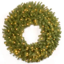 Christmas Central Pre-Lit Norwood Fir Artificial Christmas Wreath, 30-Inch, White LED Lights