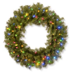 Christmas Central 30" Pre-Lit Norwood Fir Artificial Christmas Wreath, Multi-Color LED Lights