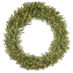 Christmas Central Pre-Lit Norwood Fir Deluxe Artificial Christmas Wreath, 60-Inch, Clear Lights