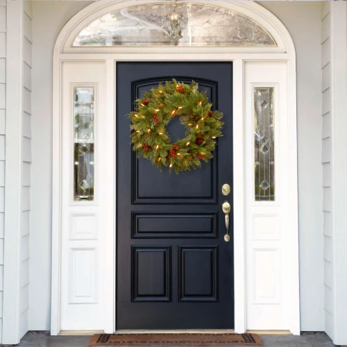 Christmas Central Pre-Lit Noelle Artificial Christmas Wreath, 24-Inch, White LED Lights 3 Christmas Central Pre-Lit Noelle Artificial Christmas Wreath, 24-Inch, White LED Lights - Image 3