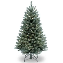 Christmas Central 4.5’ Pre-Lit North Valley Spruce Full Artificial Christmas Tree, Clear Lights