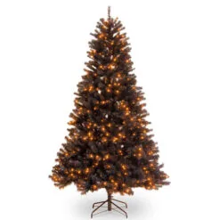 Christmas Central 6.5β Pre-Lit North Valley Black Spruce Artificial Christmas Tree - Orange Lights