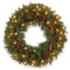 Christmas Central Pre-Lit Pine Cone Artificial Christmas Wreath, 24-Inch, Clear Lights