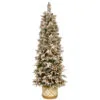 Christmas Central 6' Pre-Lit Slim Frosted Colonial Artificial Half Wall Christmas Tree, Clear Lights