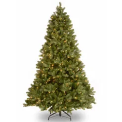 Christmas Central 7’ Pre-Lit Full Downswept Douglas Fir Artificial Christmas Tree, White Lights