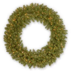 Christmas Central Pre-Lit Downswept Douglas Fir Artificial Christmas Wreath, 48-Inch, Clear Lights