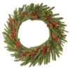 Christmas Central Pre-Lit Dorchester Fir Artificial Christmas Wreath, 24-Inch, Warm White Lights