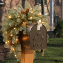 Christmas Central 36" Pre-Lit Arctic Spruce Mailbox Swag, Clear LED Lights -Christmas Central Sales Store dnat pefa1 307 3m b1 3 29199.1665519662