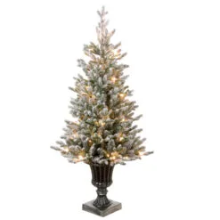 Christmas Central 4' Pre-Lit Slim Iceland Fir Artificial Entrance Christmas Tree, Clear Lights