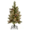 Christmas Central 3’ Pre-Lit Glittering Pine Pencil Slim Artificial Christmas Tree, Clear Lights
