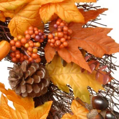 Christmas Central Maple Leaves And Pumpkins Halloween Wreath, Orange And Yellow 24-Inch -Christmas Central Sales Store dnat rahv 8857732w24 3 08502.1664726076