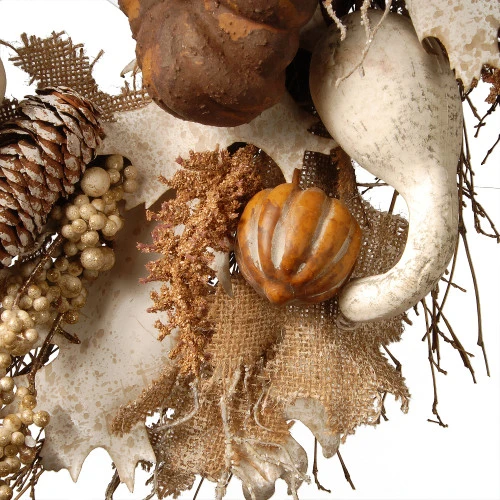 Christmas Central White And Brown Artificial Autumn Wreath - 28-Inch, Unlit 2 Christmas Central White And Brown Artificial Autumn Wreath - 28-Inch, Unlit - Image 2