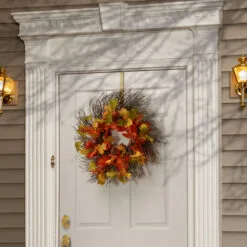Christmas Central Orange And Green Maple Leaves Artificial Autumn Wreath - 26-Inch, Unlit -Christmas Central Sales Store dnat rahv tdb001 1 3 72270.1664990321