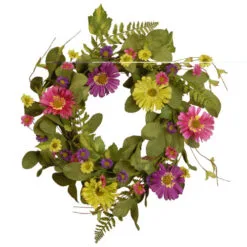 Christmas Central 22” Gerbera Daisy Flower Wreath
