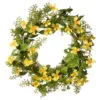 Christmas Central Yellow And Green Cosmos Flowers Artificial Wreath - 22-Inch, Unlit