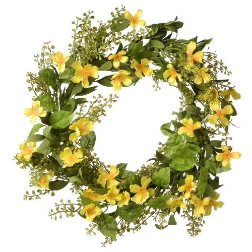 Christmas Central Yellow And Green Cosmos Flowers Artificial Wreath - 22-Inch, Unlit 1 Christmas Central Yellow And Green Cosmos Flowers Artificial Wreath - 22-Inch, Unlit
