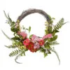 Christmas Central Pink And Green Spring Flower Artificial Wreath - 20-Inch, Unlit