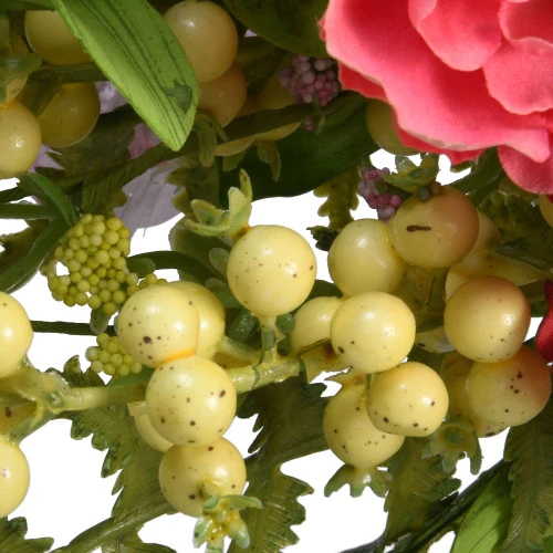 Christmas Central Pink And Green Spring Flower Artificial Wreath - 20-Inch, Unlit 2 Christmas Central Pink And Green Spring Flower Artificial Wreath - 20-Inch, Unlit - Image 2