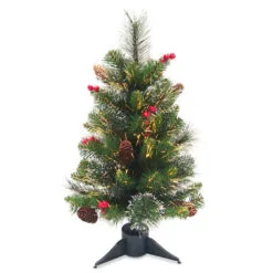 Christmas Central 24" Pre-Lit Crestwood Spruce Medium Artificial Christmas Tree, White LED Lights