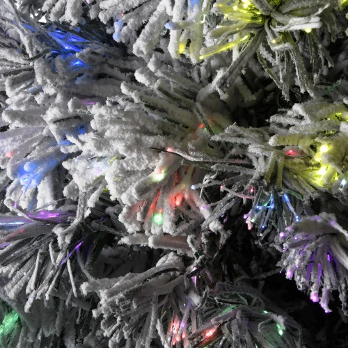 Christmas Central 3' Pre-lit Potted Evergreen Flocked Artificial Christmas Tree, Fiber Optic Lights 2 Christmas Central 3' Pre-lit Potted Evergreen Flocked Artificial Christmas Tree, Fiber Optic Lights - Image 2