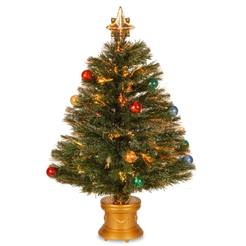 Christmas Central 3' Pre-Lit Medium Fiber Optic Artificial Ornamented Christmas Tree, LED Lights 1 Christmas Central 3' Pre-Lit Medium Fiber Optic Artificial Ornamented Christmas Tree, LED Lights