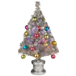 Christmas Central 2.5' Pre-Lit Medium Fireworks Ornamented Embellished Artificial Christmas Tree, Multicolor LED Lights