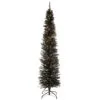 Christmas Central 6’ Pre-Lit Pencil Black Tinsel Artificial Christmas Tree, White Lights
