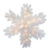 Christmas Central 32" LED Lighted White Iridescent Tinsel Snowflake Outdoor Christmas Decoration