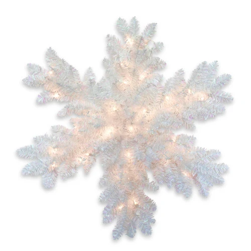 Christmas Central 32" LED Lighted White Iridescent Tinsel Snowflake Outdoor Christmas Decoration 1 Christmas Central 32" LED Lighted White Iridescent Tinsel Snowflake Outdoor Christmas Decoration