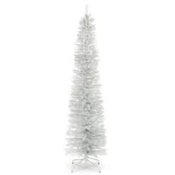 Christmas Central 7' Pencil Silver Tinsel Artificial Christmas Tree, Unlit