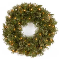 Christmas Central Pre-Lit Wispy Willow Artificial Christmas Wreath, 24-Inch, Clear Lights