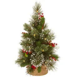 Christmas Central 18" Pre-Lit Medium Wintry Pine Artificial Christmas Tree, Warm White Lights