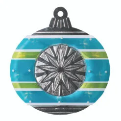 Christmas Central 15.5" Blue And Green Lighted Christmas Ornament Window Silhouette