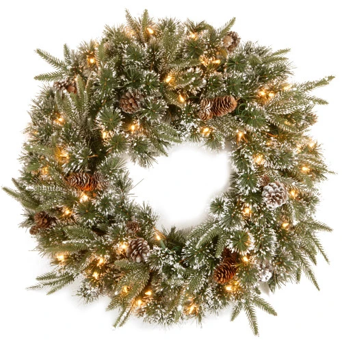 Christmas Central Pre-Lit Liberty Pine Artificial Christmas Wreath, 24-Inch, Clear Lights 1 Christmas Central Pre-Lit Liberty Pine Artificial Christmas Wreath, 24-Inch, Clear Lights