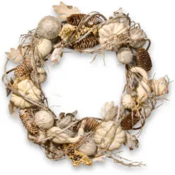 Christmas Central White Pumpkin Artificial Wreath - 20-Inch, Unlit