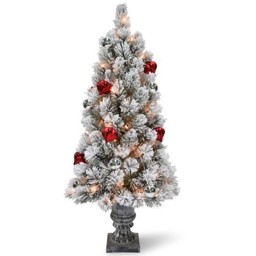 Christmas Central 4’ Pre-Lit Potted Snowy Bristle Pine Artificial Christmas Tree, Clear Lights 1 Christmas Central 4’ Pre-Lit Potted Snowy Bristle Pine Artificial Christmas Tree, Clear Lights
