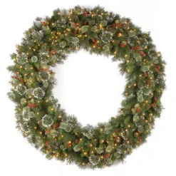 Christmas Central Pre-Lit Wintry Pine Artificial Christmas Wreath, 60-Inch, Clear Lights